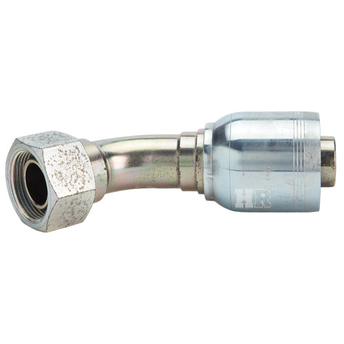 1 1/4" Female British Standard Parallel Pipe O-Ring Swivel 45° Elbow Hydraulic Fitting