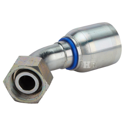 M42 X 2.0 Female Swivel 24° Cone (Heavy S30) with O-Ring 45° Elbow Hydraulic Fitting