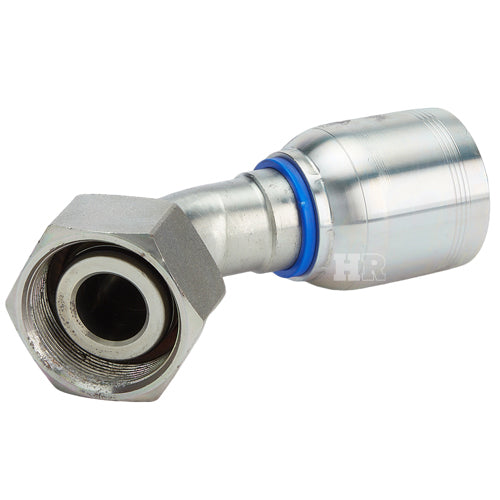 M52 X 2.0 Female Swivel 24° Cone (Heavy S38) with O-Ring 45° Elbow Hydraulic Fitting