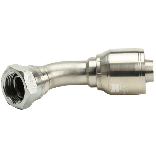 1" Female British Standard Parallel Pipe O-Ring Swivel 45° Elbow Hydraulic Fitting