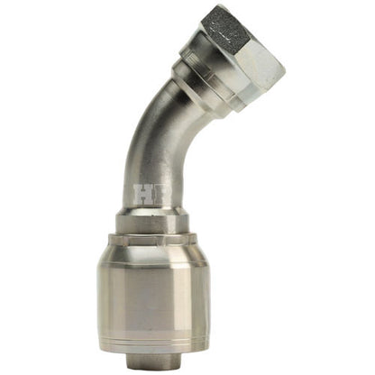 1" Female British Standard Parallel Pipe O-Ring Swivel 45° Elbow Hydraulic Fitting