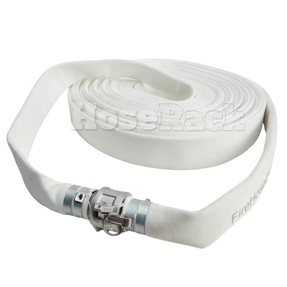 White 1 1/2" x 100' Camlock Double Jacket Mill Hose