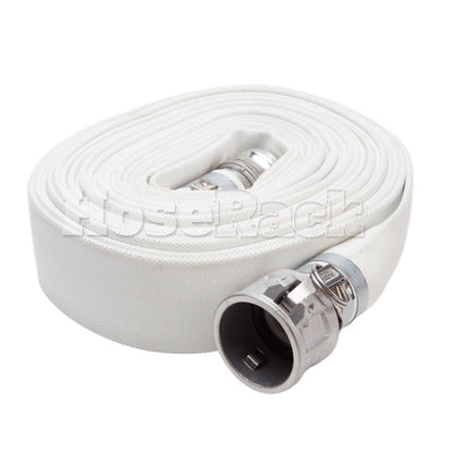 White 1 1/2" x 50' Camlock Single Jacket Mill Hose