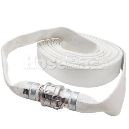 White 1 1/2" x 50' Camlock Single Jacket Mill Hose