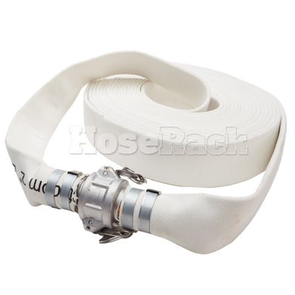 White 1 1/2" x 50' Camlock Double Jacket Mill Hose