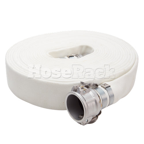 White 2" x 50' Camlock Double Jacket Mill Hose