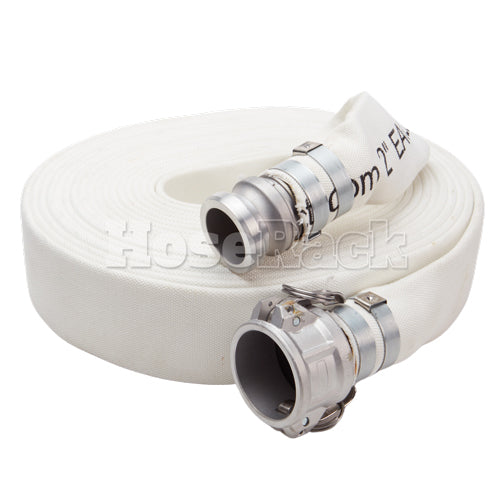 White 2" x 50' Camlock Double Jacket Mill Hose