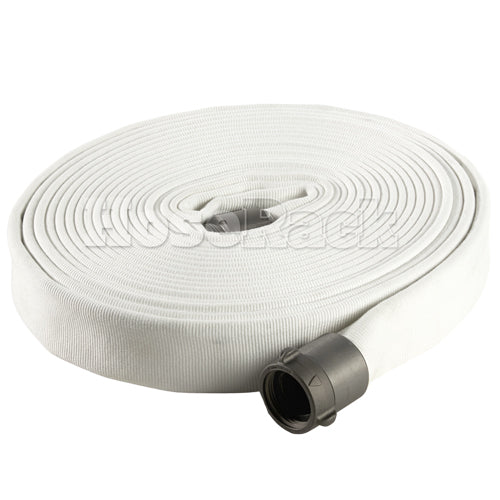 White 1" x 50' Double Jacket Industrial Hose (Alum NPSH Couplings)