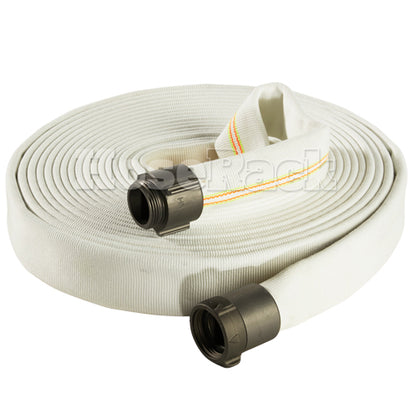 White 1" x 50' Double Jacket Industrial Hose (Alum NPSH Couplings)