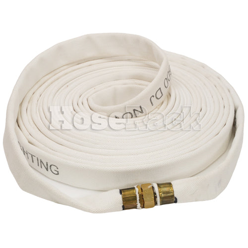 White 1" x 50' Double Jacket Mill Hose (3/4" GHT Couplings)