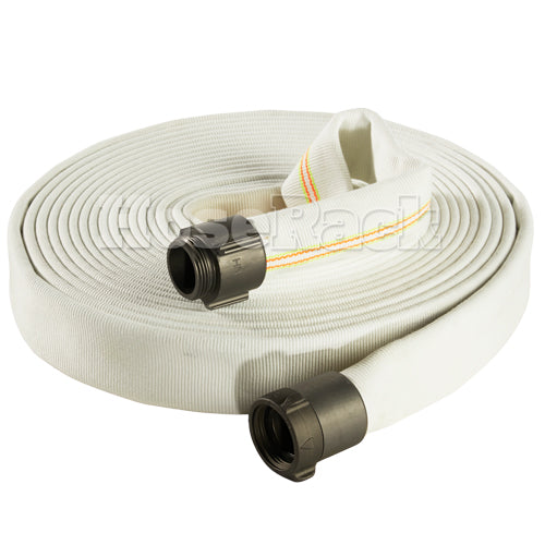 White 1" x 50' Double Jacket Industrial Hose (Alum NH Couplings)