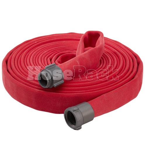 Red 1 1/2" x 50' Double Jacket Fire Hose (Alum NH Couplings)