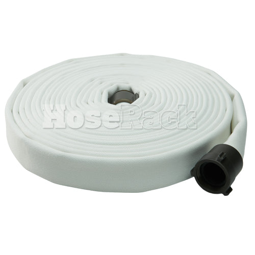 White 1 1/2" x 50' Double Jacket Mill Hose (Alum NH Couplings)