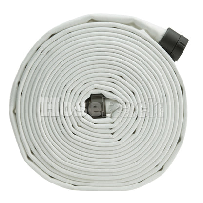 White 1 1/2" x 100' Double Jacket Mill Hose (Alum NH Couplings)