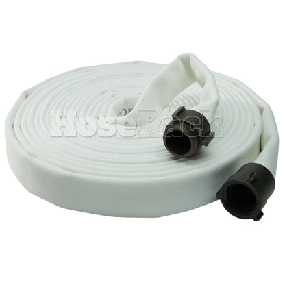 White 1 1/2" x 100' Double Jacket Mill Hose (Alum NH Couplings)