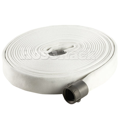 White 4" x 50' Double Jacket Fire Hose (Alum NH Couplings)