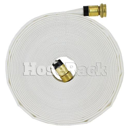 White 3/4" x 50' Forestry Hose (Brass Garden Hose Couplings) - USA