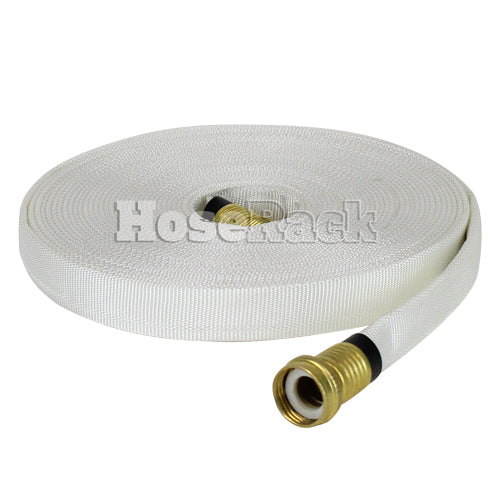 White 3/4" x 50' Forestry Hose (Brass Garden Hose Couplings) - USA