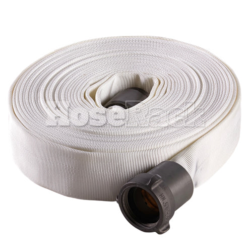 White 1" x 100' Forestry Hose (Alum NPSH Couplings)