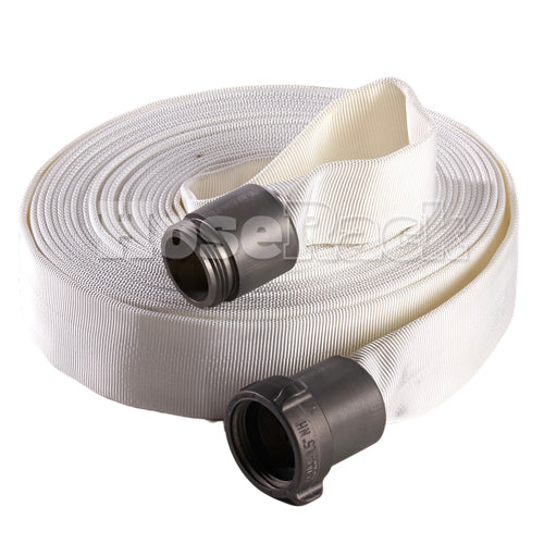 White 1" x 100' Forestry Hose (Alum NPSH Couplings)