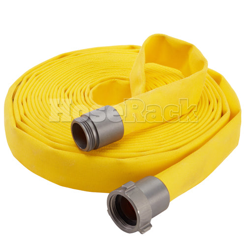 Yellow 1" x 50' Forestry Hose (Alum NPSH Couplings) - Import