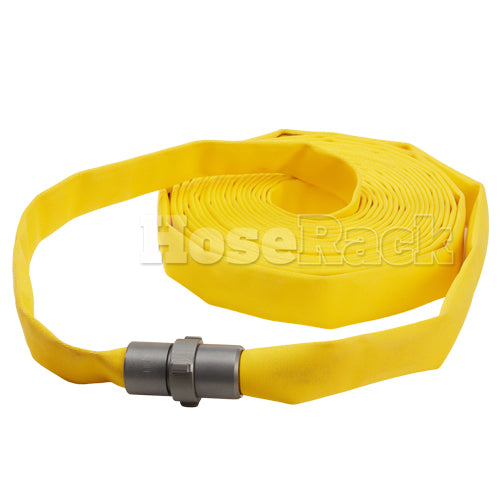 Yellow 1" x 100' Forestry Hose (Alum NPSH Couplings) - Import