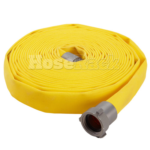 Yellow 1 1/2" x 100' Forestry Hose (Alum NH Couplings) - Import