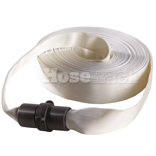 White 1 1/2" x 50' Forestry Hose (Alum NH Couplings) - Import