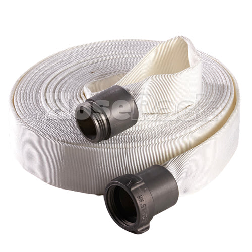 White 1 1/2" x 100' Forestry Hose (Alum NH Couplings) - Import
