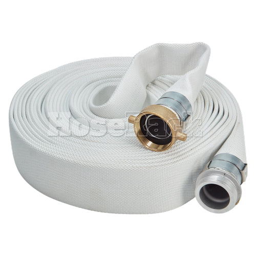 White 4" x 50' Single Jacket Discharge Hose