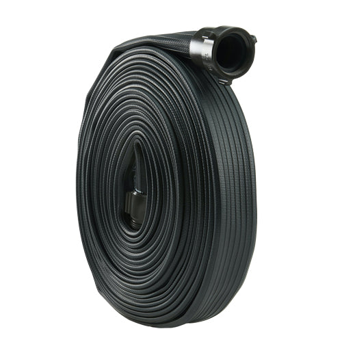 Black 1 1/2" x 50' Rubber Industrial Hose (Alum NH Couplings)