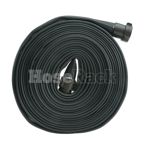 Black 1 1/2" x 50' Rubber Industrial Hose (Alum NH Couplings)