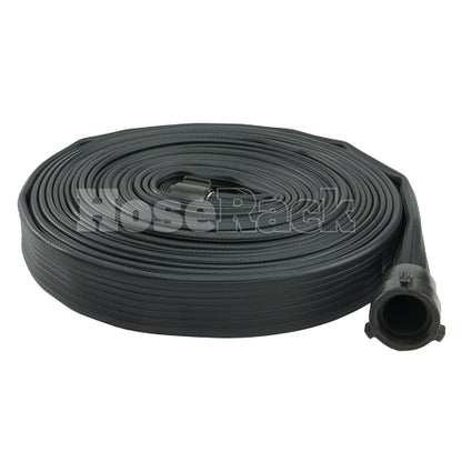 Black 1 1/2" x 50' Rubber Industrial Hose (Alum NH Couplings)