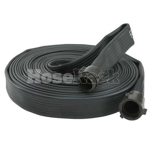 Black 1 1/2" x 50' Rubber Industrial Hose (Alum NH Couplings)