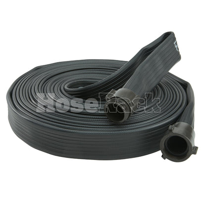 Black 1 1/2" x 50' Rubber Industrial Hose (Alum NH Couplings)