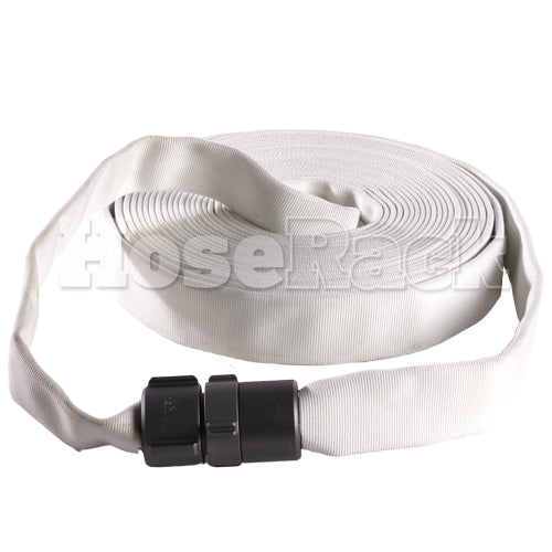 White 1" x 100' Single Jacket Hose (Alum NH Couplings)