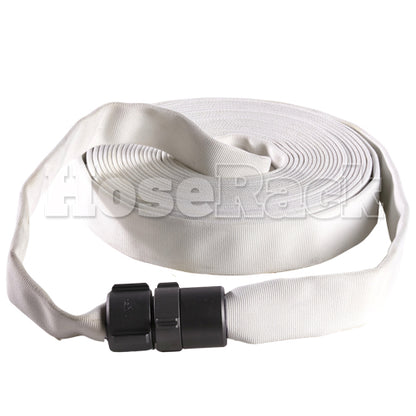 White 1" x 50' Single Jacket Hose (Alum NH Couplings)