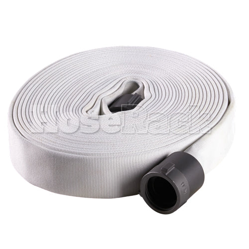 White 1" x 50' Single Jacket Hose (Alum NPSH Couplings)