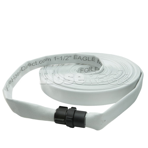 White 1 1/2" x 100' Single Jacket Mill Hose (Alum NH Couplings)