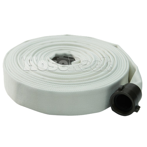 White 1 1/2" x 50' Single Jacket Mill Hose (Alum NH Couplings)