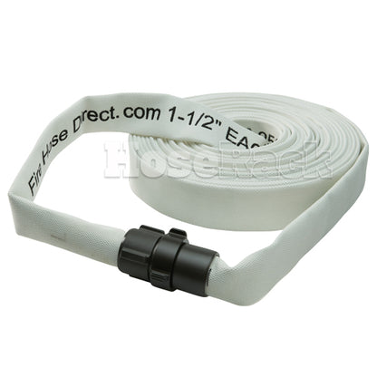 White 1 1/2" x 50' Single Jacket Mill Hose (Alum NH Couplings)