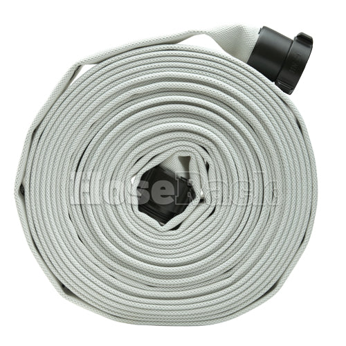 White 1 1/2" x 50' Single Jacket Mill Hose (Alum NPSH Couplings)