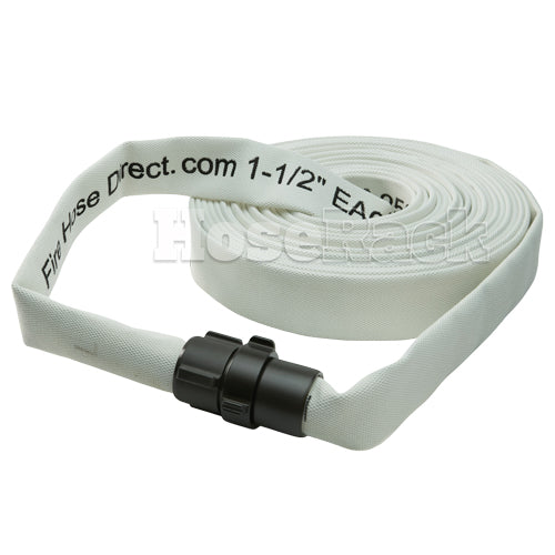 White 1 1/2" x 50' Single Jacket Mill Hose (Alum NPSH Couplings)