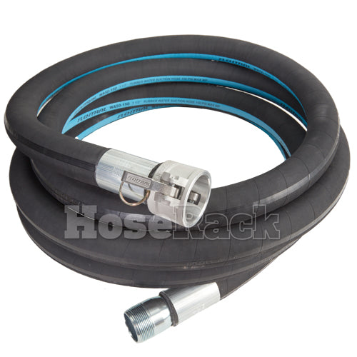 Black 1 1/2" x 20' Camlock / Threaded Suction Hose