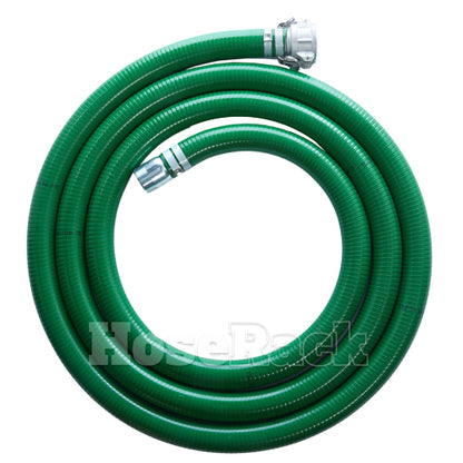 Green 2" x 20' Camlock / Threaded Suction Hose