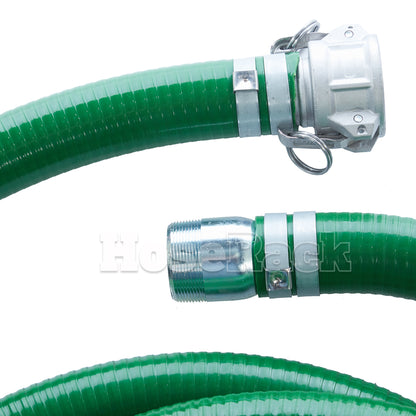 Green 2" x 20' Camlock / Threaded Suction Hose