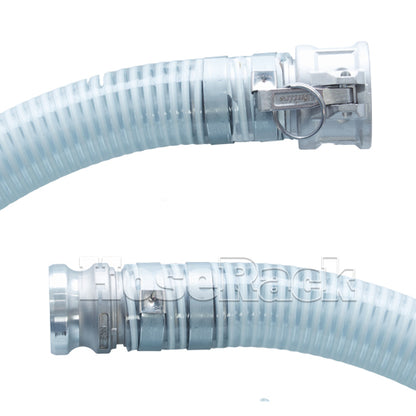 White - Clear 2" x 20' Camlock Suction Hose