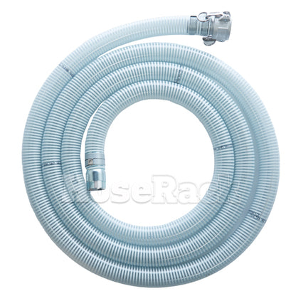 White - Clear 2" x 20' Camlock / Threaded Suction Hose