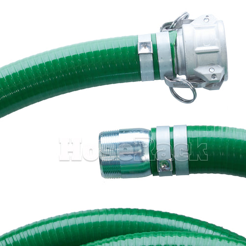 Green 3" x 15' Camlock / Threaded Suction Hose