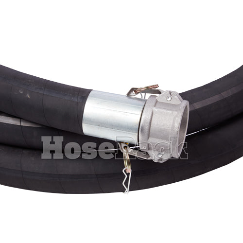 Black 6" x 20' Heavy-Duty Camlock Suction Hose